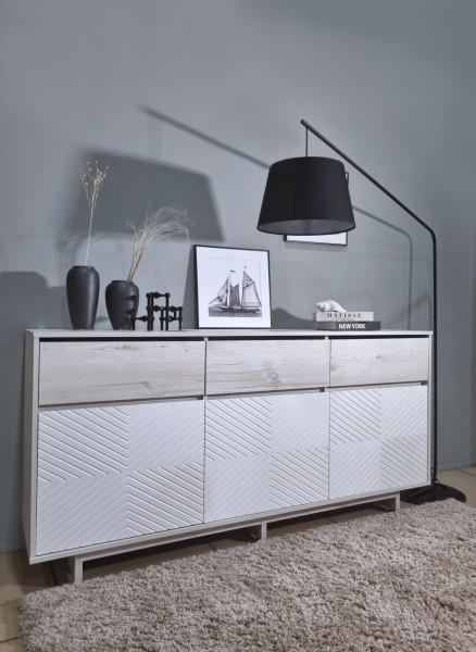 Комодино MODERNO-1800 В-2, Сосна Лапландия, Ф-4 Меренга мат