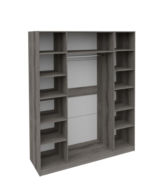 Шкаф четырёхдверный с полками и зеркалами Манхеттен