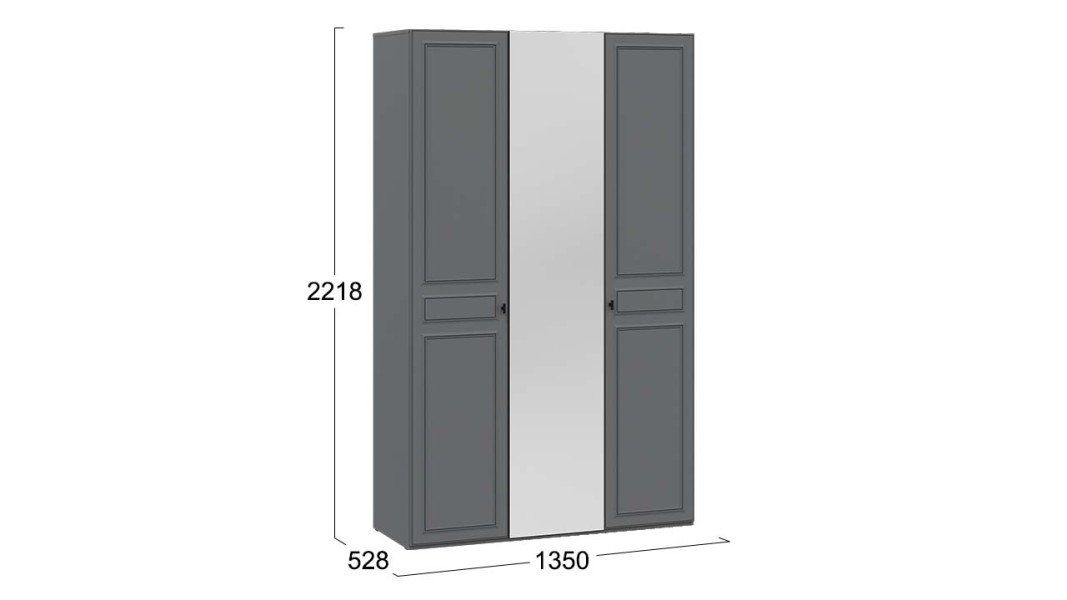 Шкаф комбинированный «Пандора» - 414.003.000 Серый графит, Графит матовый